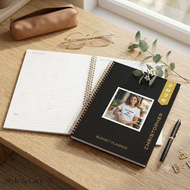 Planificateur de budget élégant avec photo et text (Custom Modern Photo Text Stylish Budget Planner)