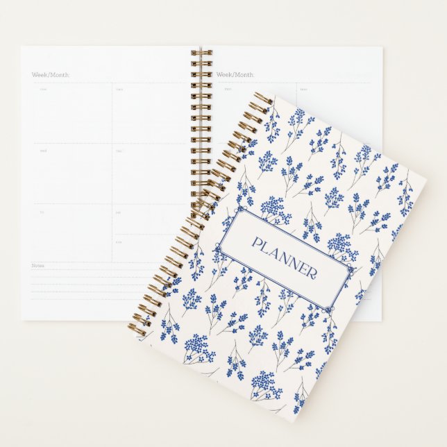 Planificateur de cahier à couverture rigide floral (Devant avec enveloppe)