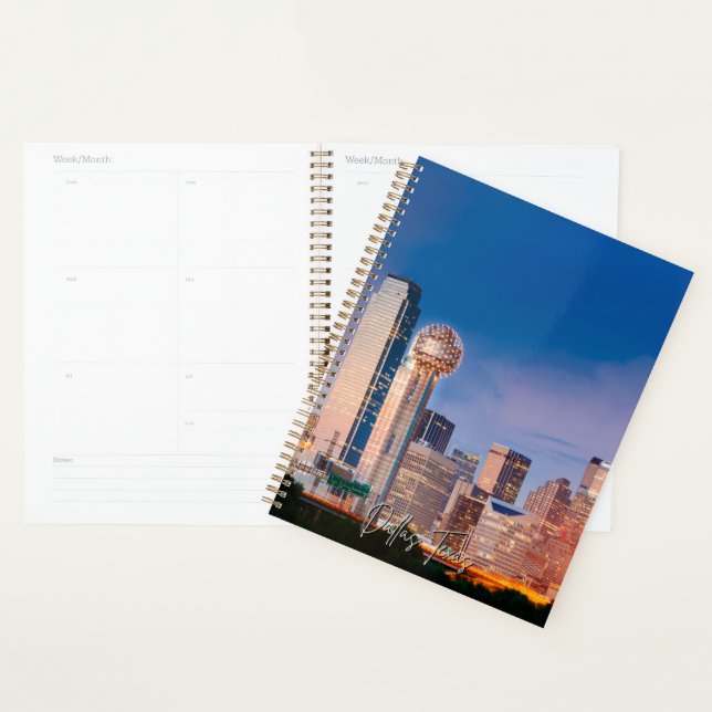 Planificateur de calendrier Dallas Texas Skyline (Devant avec enveloppe)