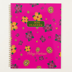 Planificateur de calendrier Fleurs Vert 2025