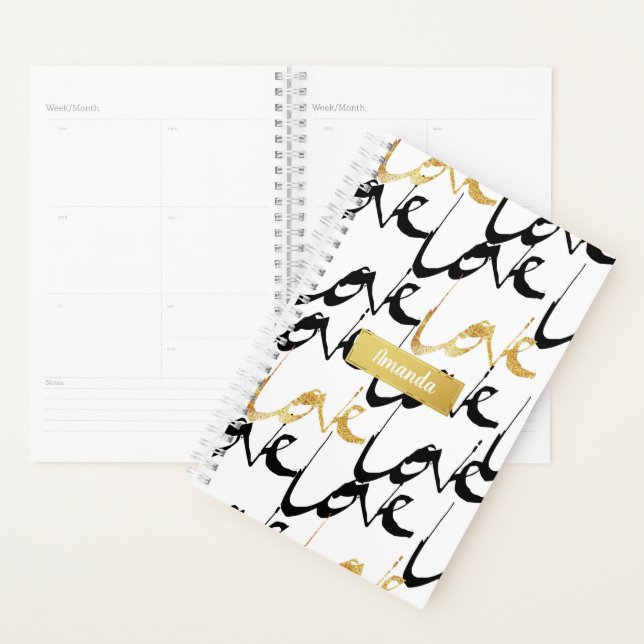 Planificateur de calendrier Motif Gold & Black LOV (Devant avec enveloppe)