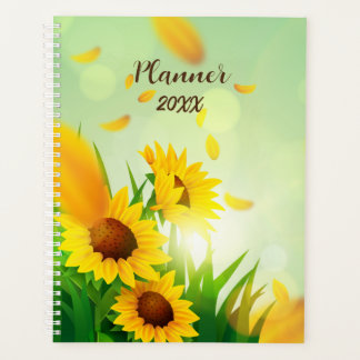 Planificateur de champ vert de tournesol en fleurs