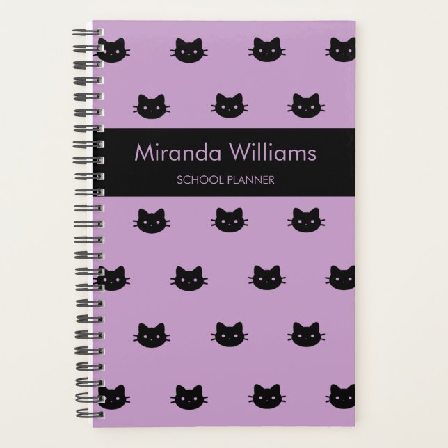 Planificateur De Chat Violet Et Noir (Devant)