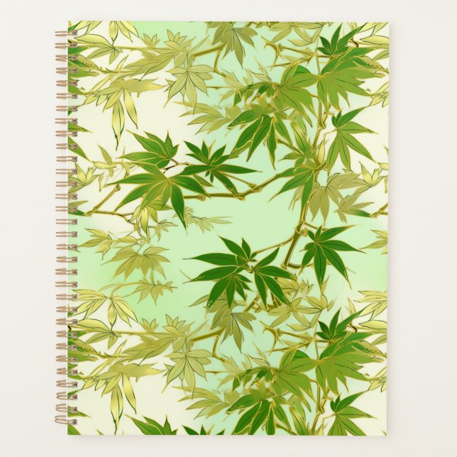 Planificateur de chiyogami Feuille d'érable vert (Devant)
