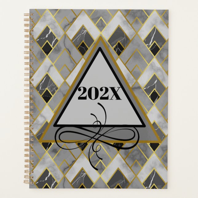 Planificateur de date annuel en marbre moderne (Devant)