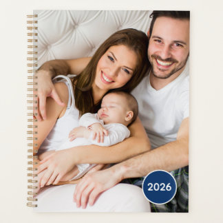 Planificateur de famille photo bleu marine avec an