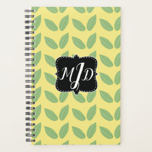 Planificateur de feuilles florales à monogramme de