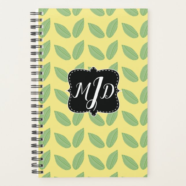 Planificateur de feuilles florales à monogramme de (Devant)
