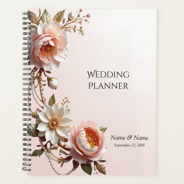 Planificateur de fleurs roses et blanches décorati (Devant)