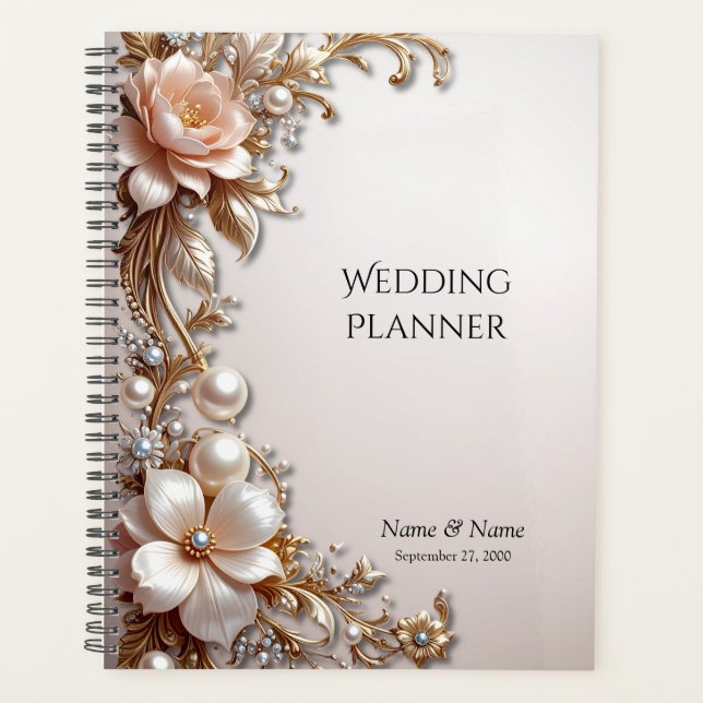 Planificateur de Fleurs Roses et Blanches Douces (Devant)