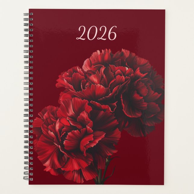 Planificateur de fleurs rouges 2026 (Devant)