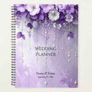 Planificateur de fleurs violettes avec perles qui