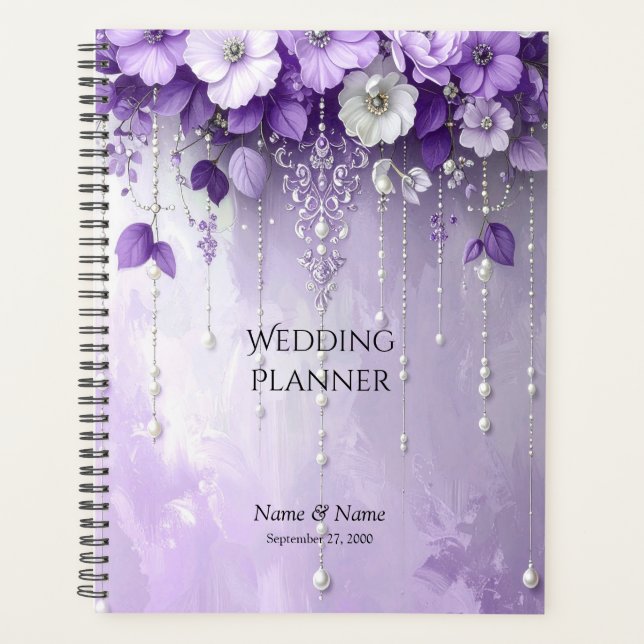 Planificateur de fleurs violettes avec perles qui  (Devant)