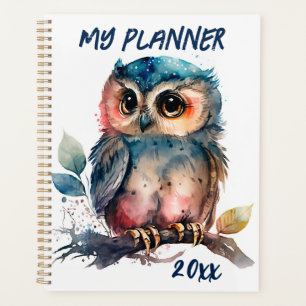Planificateur de hibou aquarelle