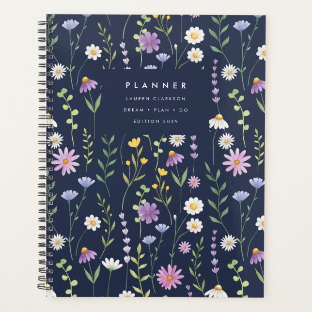 Planificateur de jardin botanique floral foncé (Devant)
