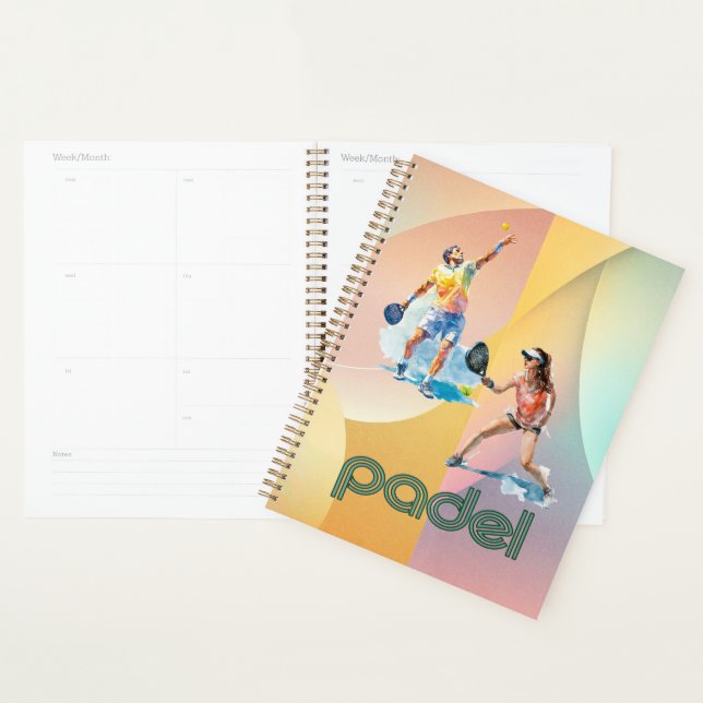 Planificateur de jour de padel – Style vibrant de  (Devant avec enveloppe)