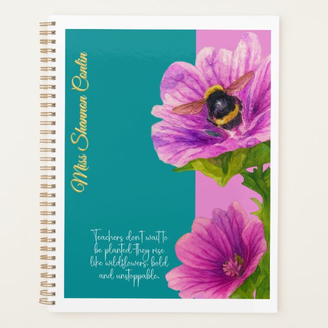 Planificateur de l'enseignant avec des fleurs de s (Devant)