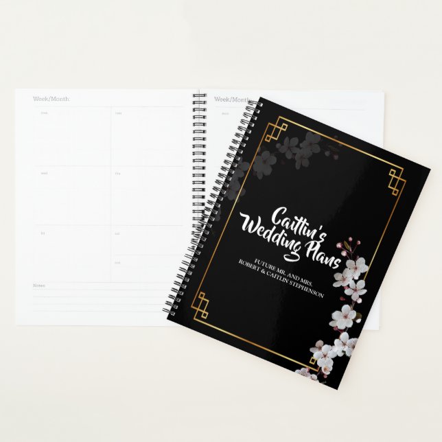 planificateur de mariage aux fleurs de cerisier bl (Devant avec enveloppe)