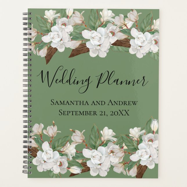 Planificateur de mariage Magnolia Floral Blanc  (Devant)