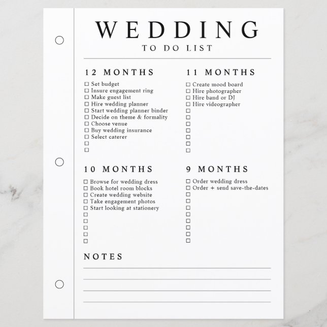 Planificateur de mariage minimal 12 - 5 mois page  (Devant)