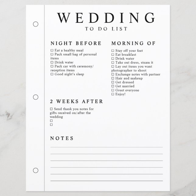 Planificateur de mariage minimal page la veille ap (Devant)