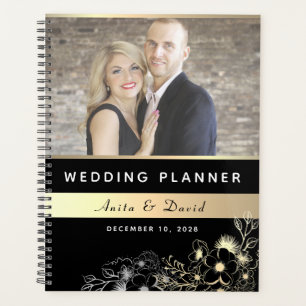 Planificateur de mariage photo noir élégant