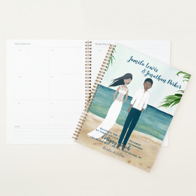 Planificateur de mariage Watercolor Beach (Devant avec enveloppe)