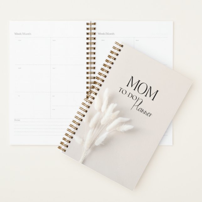 Planificateur de mom beige minimaliste (Devant avec enveloppe)