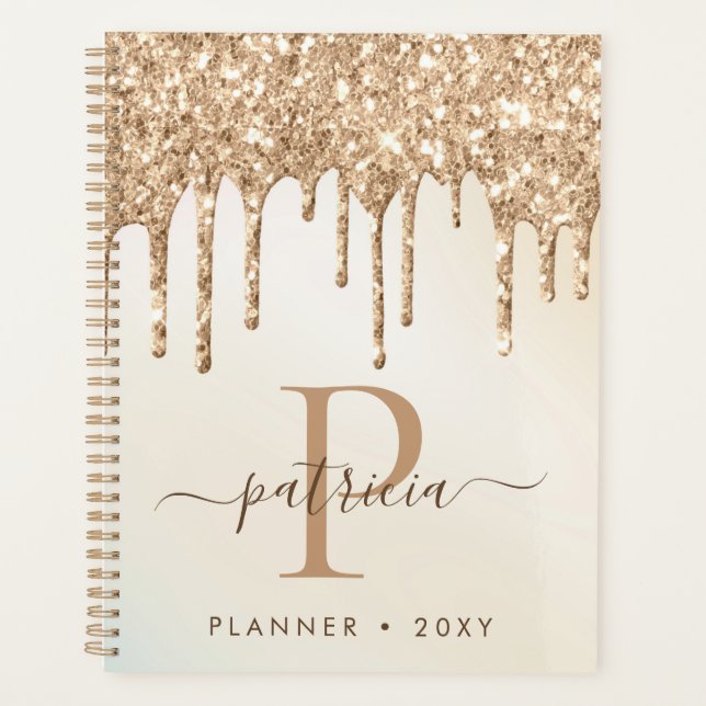 Planificateur de monogramme élégant à gouttes de p (Devant)