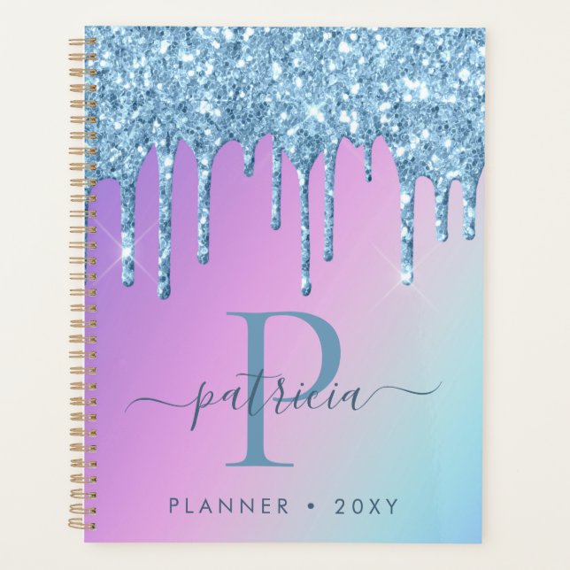Planificateur de monogramme élégant avec gouttes d (Devant)