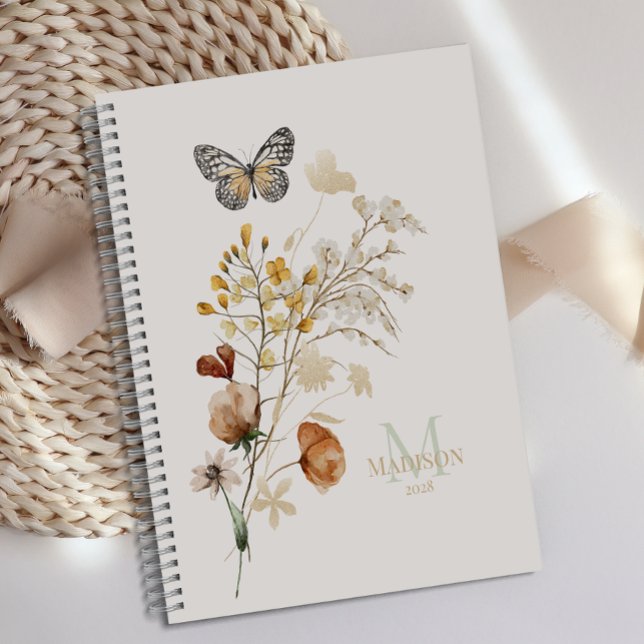 Planificateur de monogramme floral botanique vinta (Créateur téléchargé)