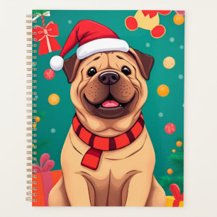 Planificateur de Noël Chien Mignon Chapeau de Père