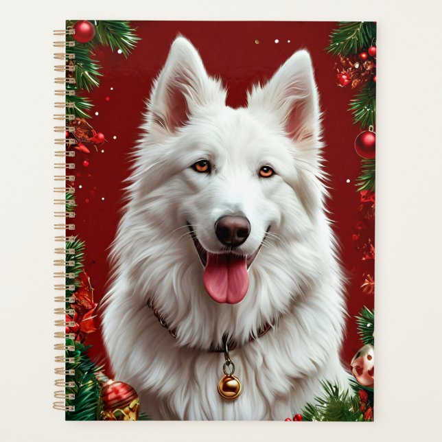 Planificateur de Noël White Dog Cadeau de fête ✨ (Devant)
