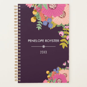Planificateur de nom de bouquet floral coloré