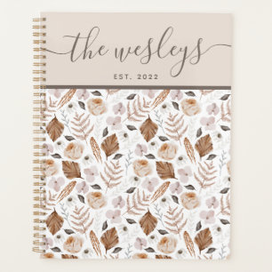 Planificateur de nom de famille floral Boho