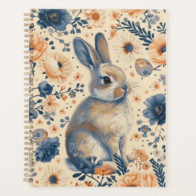 Planificateur de Pâques Lapin Bleu Delft Vintage (Devant)