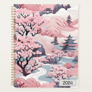 Planificateur de paysage japonais rose et gris