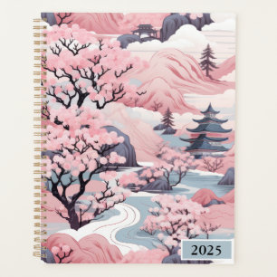 Planificateur de paysage japonais rose et gris 202