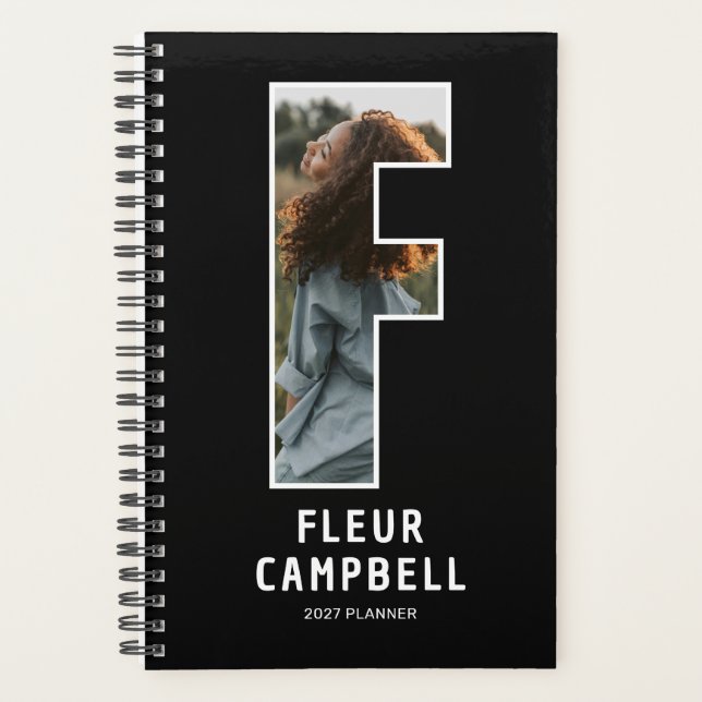 Planificateur de photos à monogramme noir 'F' (Devant)