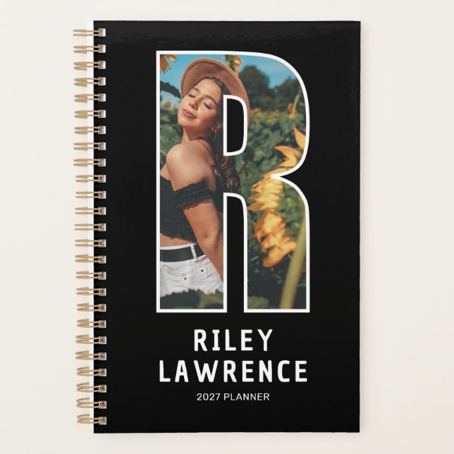 Planificateur de photos à monogramme noir 'R' (Devant)