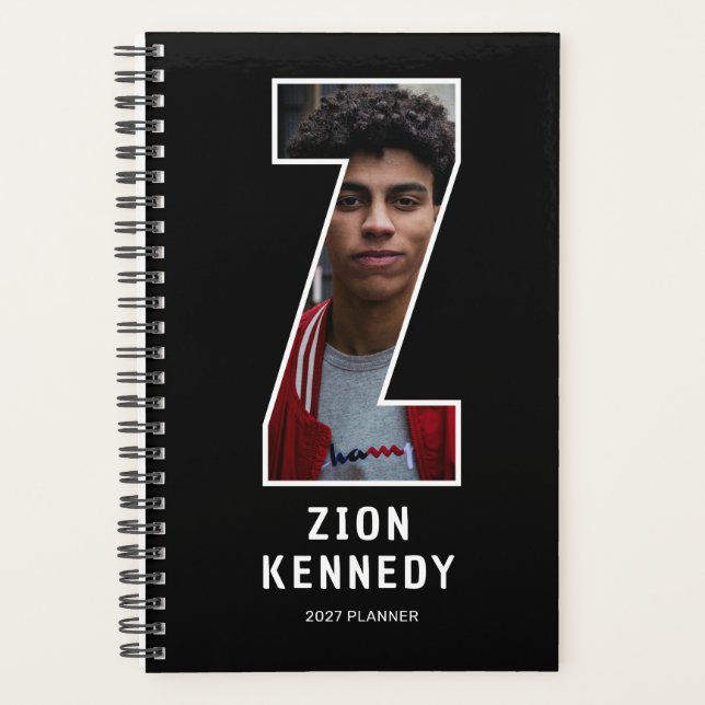Planificateur de photos à monogramme noir 'Z' (Devant)