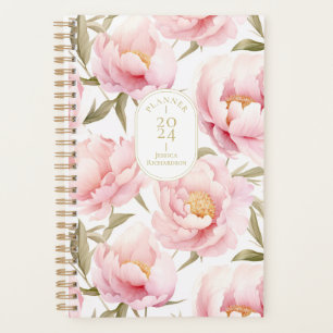 Planificateur de pivoine rose romantique