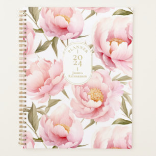 Planificateur de pivoine rose romantique