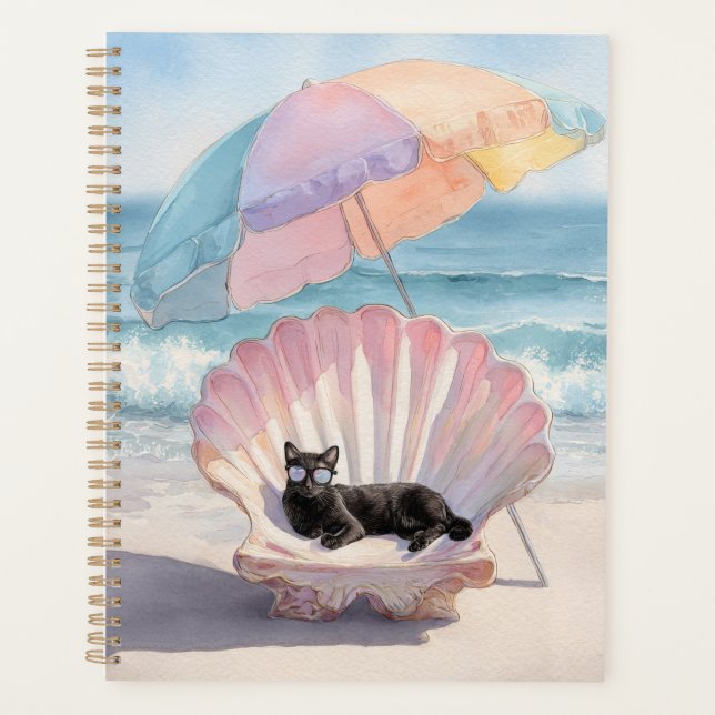 Planificateur de plage Whimsical Black Cat (Devant)