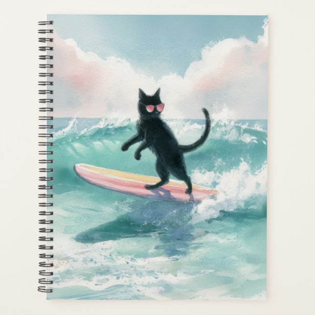 Planificateur de plage Whimsical Black Cat (Devant)