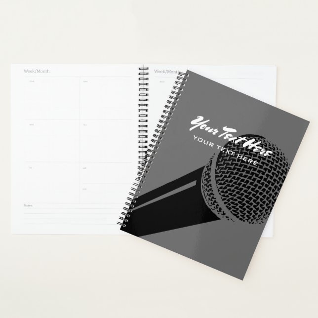 Planificateur de podcast agenda avec logo de micro (Devant avec enveloppe)