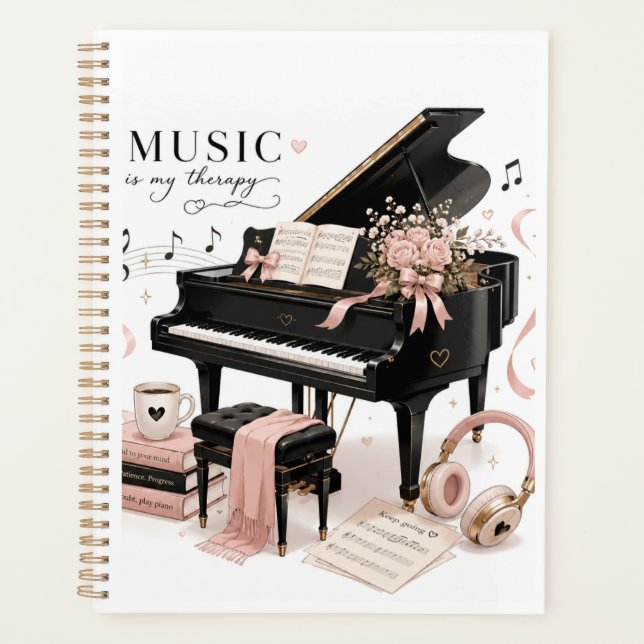 Planificateur de Pratique de Piano Luxe Douillet (Devant)