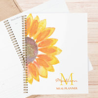 Planificateur de repas à monogramme tournesol