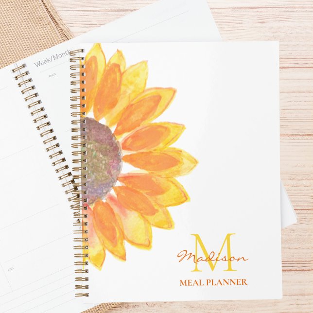 Planificateur de repas à monogramme tournesol (Créateur téléchargé)