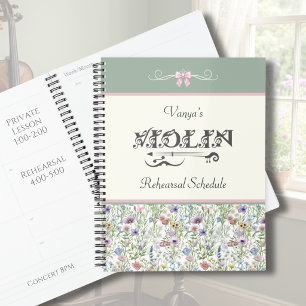 Planificateur de répétition de violon floral rose 